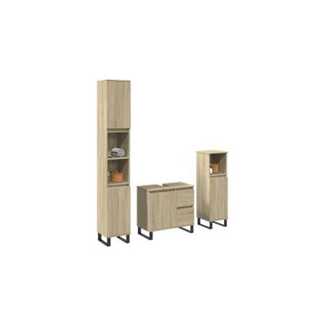 Ensemble de meubles de salle de bain 3 pcs chêne sonoma (1/5)