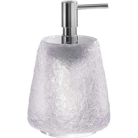 Gedy Bianco, G-Irina, Dispenser, Dosatore Sapone Bagno in Resina Trasparente, Fatto a Mano, Garanzia 2 Anni, Misure 16 x 9,9 x 9,9 CM e Peso 0,616 kg, 9,9x9,9x16 (1/5)