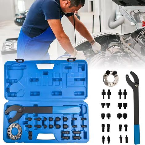 Clé de Blocage pour Vilebrequins et Maintenir Poulies Longueur 420mm, Ouverture Max 146mm Compatible VW Audi Skoda Outil Fixation Poulies de Distribution sur Pompes à Huile, Amortisseurs (1/5)