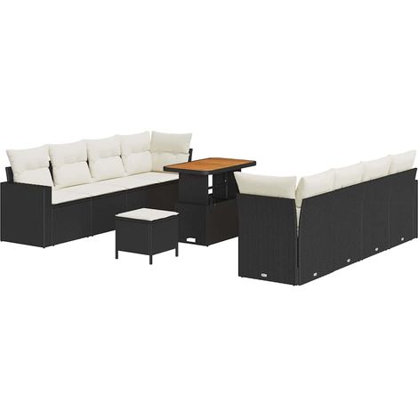 Maison Exclusive - Gartensofa-set 11 pcs Schwarz Poly-Rattan