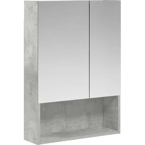 Maison Exclusive - Mobiletto per specchio da bagno con lo scaffale Grigio cemento