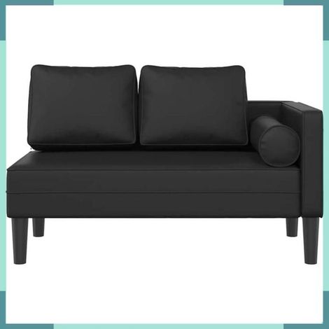 4007563 Chaise longue avec coussins noir similicuir (1/5)