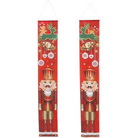 1 paire de distiques décoratifs de porte sur le thème du Casse-Noisette de Noël-180X30CM-Red (1/2)