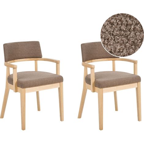 Set di 2 sedie da pranzo in stile tradizionale Seduta imbottita Boucle Legno chiaro e tortora Dalbo