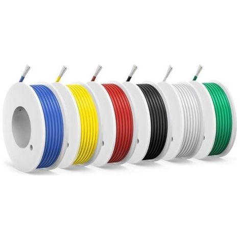 0,75mm² Fil électrique en Silicone-18AWG Fil électrique-6 Couleurs de 3 Mètres,Cuivre Étamé, Tressé, Connexions Flexibles, Isolation Haute Température (1/5)