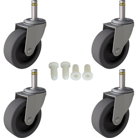 Roulettes de rechange pour chariot Rubbermaid 7,6 cm, roulettes pivotantes, tige en caoutchouc TPR 7/16" x 1-3/8" pour seaux de vadrouille Rubbermaid, lot de 4 (1/5)