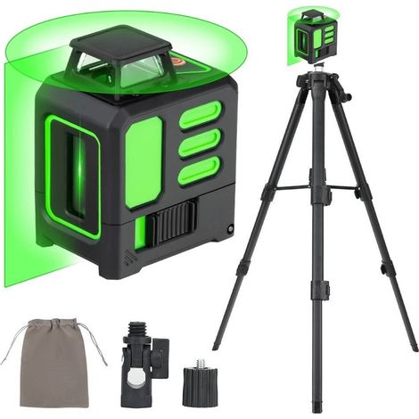 Nivel láser de 5 líneas de alta precisión con trípode, autonivelación de 360°, nivel láser con cruceta para colocación de pisos y construcción, etc. (1/5)
