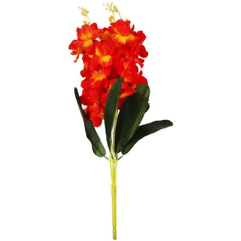 Orchidee arancioni artificiali - Bouquet da 5, altezza 58 cm