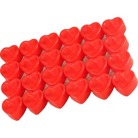 24 herzförmige LED-Teelichter aus Kunststoff, flammenlos, geruchlos, mit Fernbedienung, rot, für die Heimdekoration (1/5)