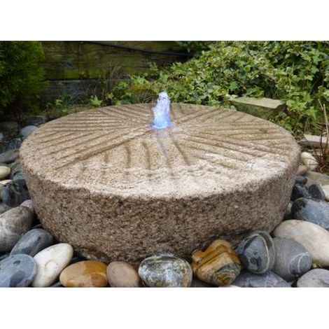 Old Mill Stone Fountain Garden Water Feature - 50-55cm Dia x 8-12cm H