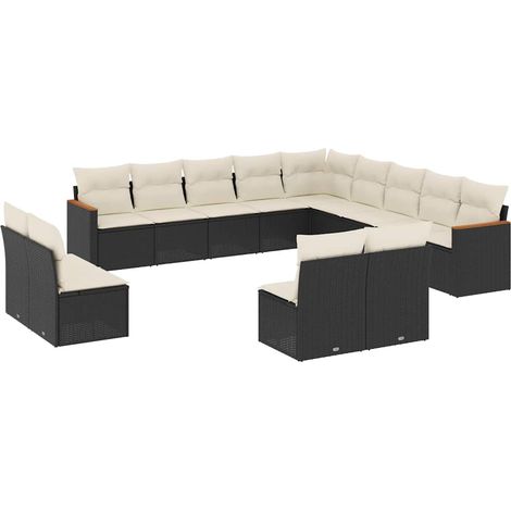 Maison Exclusive - Set de sofás de jardín y cojines 13 pzas ratán (1/5)