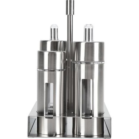 Shaker à épices en acier inoxydable 304, avec fenêtre de visualisation, poivre pour Restaurant, maison, barbecue, sel, 4 bouteilles. (1/5)