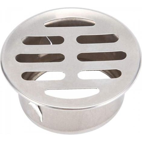 Grille de siphon de sol ronde en acier inoxydable anti-obstruction, crépine de siphon de balcon à enclenchement (50 ouvertures plates) (1/5)