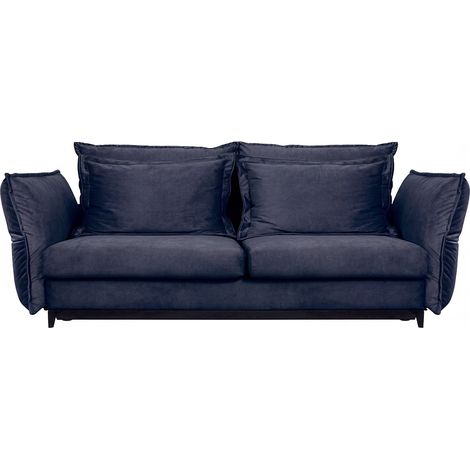 Canapé convertible Verduro en velours bleu - 3 places (1/5)