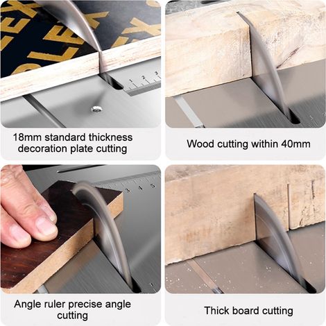 GARRYFIZH Scie circulaire de table décorative pour le travail du bois 1200W 340mm280mm, récemment mise à niveau avec un plateau en acier inoxydable, une jauge d'angle et un panneau arrière réglable. (1/5)