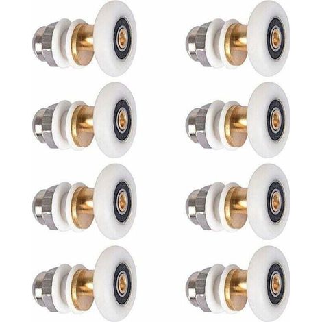 Roulette Porte Douche, Roulettes De Porte Coulissante Cabine De Douche Porte Poulies Roue De Rechange Pour Rouleau Avec Diamètre De Roues 27mm, 8 Pièces