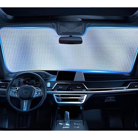 Parasol para el parabrisas del coche, plegable con correas elásticas y ventosas, que protege contra la radiación UV.