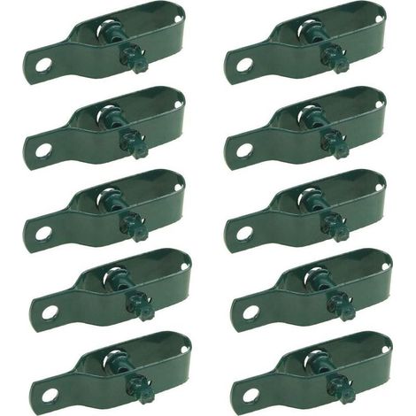 Lot de 10 tendeurs de fil électrique en acier au carbone vert de 2,3 mm d'épaisseur pour bovins, chevaux, fermes, jardins et câbles à cliquet (1/5)