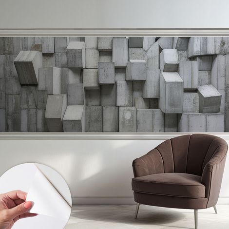 Selbstklebend Tapete modern - Wanddeko für Küche - Klebefolie Wand - luxus Look Betonblöcke 250x104 cm (1/5)