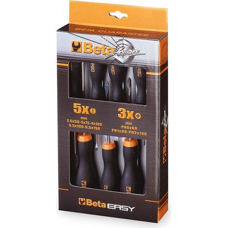 Serie di 8 giraviti a taglio/croce Beta Action 1203 D8P (1/9)