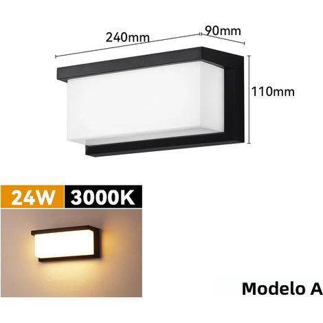 Applique murale LED d'extérieur étanche IP65 24 W AC85-265 V, lumière blanche chaude pour patio, jardin, éclairage extérieurK17 (1/5)