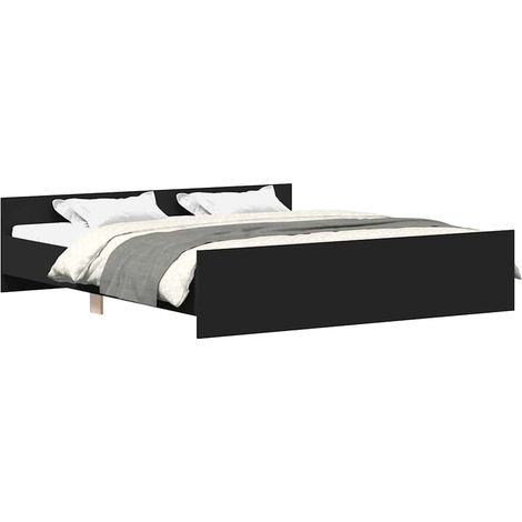 Lit double  Lit adulte  Cadre de lit sans matelas noir 160x200 cm (1/5)