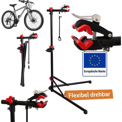 Relaxdays Fahrrad-Montageständer, 115-160 cm höhenverstellbar, bis 75 mm Rahmen, Lenkerhalter, bis 30 kg, schwarz (1/5)