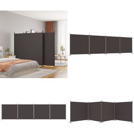 Cloison de séparation 4 panneaux Marron 698x180 cm Tissu - Cloison De Séparation - Écran De Confidentialité - Séparateur De Pièce - Rideau De Séparation - Décoration D'intérieur - Home & Living (1/5)