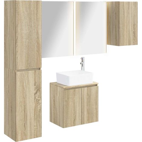 Bathroom Cabinet Set 5 pcs Sonoma Oak Engineered Wood vidaXL (1/5)