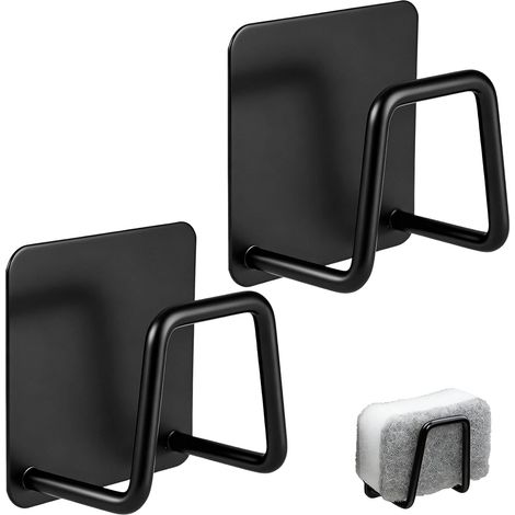 2-Piece Kitchen Sink Sponge Holder, 5 × 5 × 3 cm Black (1/5)