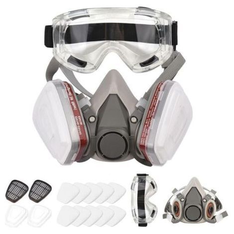 ALLIANDISRespirateur réutilisable Demi-masque 6200 Masque à gaz Protection respiratoire Respirateurs avec lunettes de sécurité pour peinture Soudage à la vapeur organique Polissage Travail du bois et (1/5)