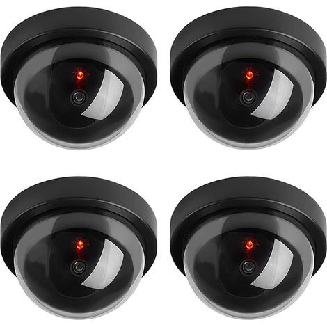 4 X noir Dôme Fausse sécurité fictive Caméra CCTV imperméable à l'eau IR LED Clignotant Rouge Lumière Surveillance intérieure extérieure (1/5)