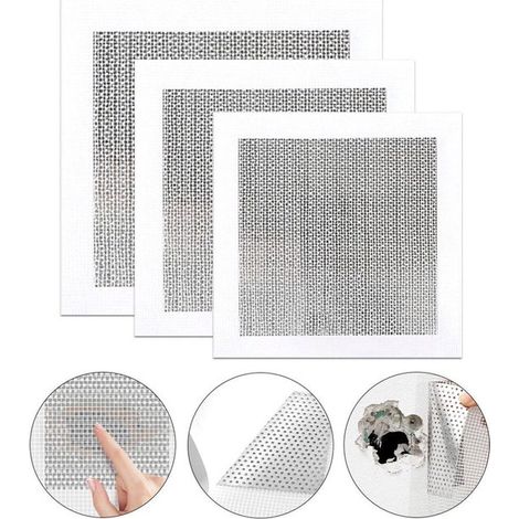 Kit de réparation pour plaques de plâtre 3 pièces, patchs en treillis d'aluminium autocollants, avec grattoir et papier de verre, pour trous de 15, 20 et 25 cm (1/5)