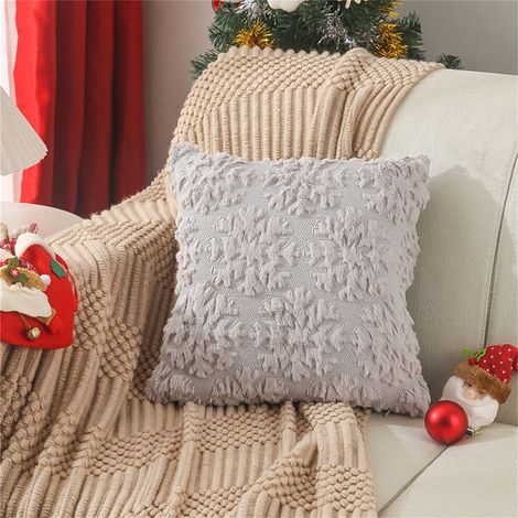 Weihnachtskissenbezug 45x45 cm – Weihnachtliche Dekoration im Landhausstil, Leinenkissenbezug, Festlicher Sofakissenbezug, Frohe Weihnachten
