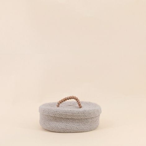 Panier ovale en coton avec couvercle 25x20cm (1/4)