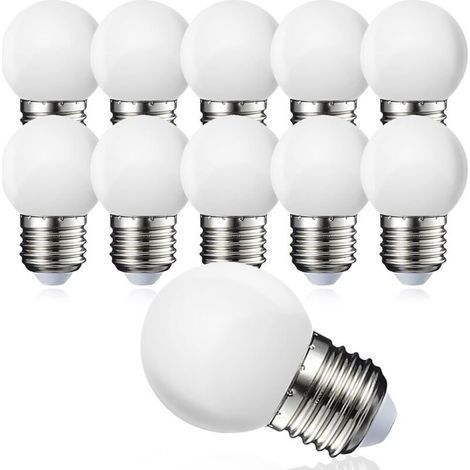Confezione da 10 lampadine LED E27 G45 - Luce bianca calda 3000 K - 5W G45 - Corpo in policarbonato opaco - Non dimmerabili [Classe energetica G] (1/4)