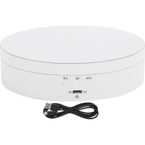 Plateau Tournant Électrique 3 Vitesses 360° pour Bijoux avec Chargement USB Blanc (1/5)