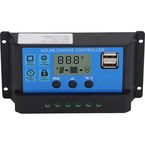 Contrôleur de Charge Solaire 12 V 24 V PWM Écran LCD 100 A MPPT Régulateur Photovoltaïque de Panneau Solaire avec Double Sortie USB, Protection contre les Courts-circuits de surintensité et (1/5)