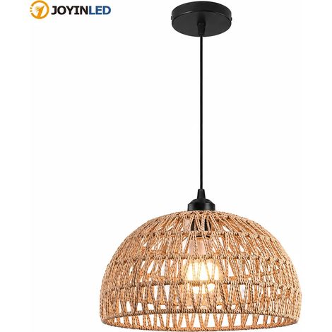 JOYINLED Lustre rustique de 30 cm – Suspension en corde de papier tressée style bohème avec câble noir pour îlot de cuisine, salle à manger, chambre et salon (1/5)