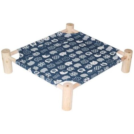 BUNTHAUS Lit surélevé pour animaux de compagnie, lit de camping surélevé portable, lit pour chat, lit d'été, en maille respirante lavable, lit pour chat antidérapant en bois (1/5)