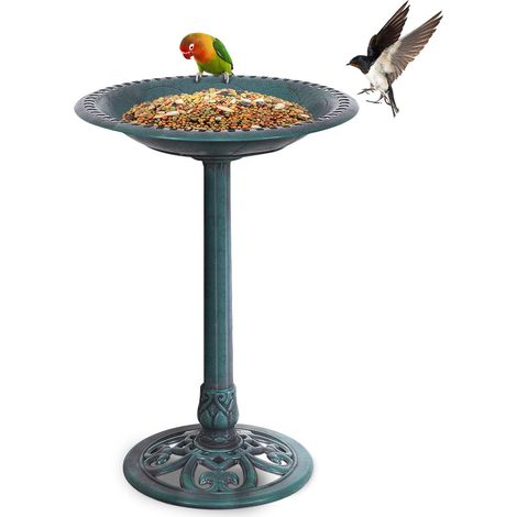 GOPLUS Mangiatoia e Abbeveratoio per Uccelli, Contenitori per Alimenti e Acqua Uccellini, Decorazioni Giardino, Adatto a Giardino, Cortile, Finetra, 50x76/70 cm (2, Colore Rame)