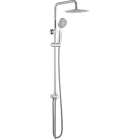 Colonne de Douche sans Mitigeur, Pomme de Douche en Acier Inoxydable 25x25 CM, Douchette à Main, Support, Chromé, G7005 (1/5)