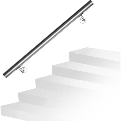 Randaco Main courante en acier inoxydable V2A Rampe d'escalier Support mural - au choix 80 cm