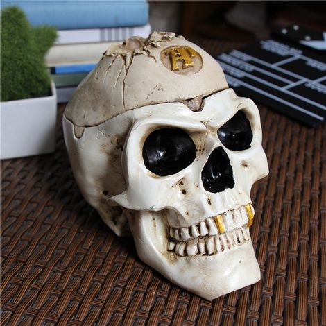 Halloween-Totenkopf, Totenkopf-Aschenbecher, Blumentopf aus Kunstharz, menschlicher Totenkopf als Deko-Geschenk für Halloween-Partys, Bars und Zuhause – gruselige Dekoration (1/4)