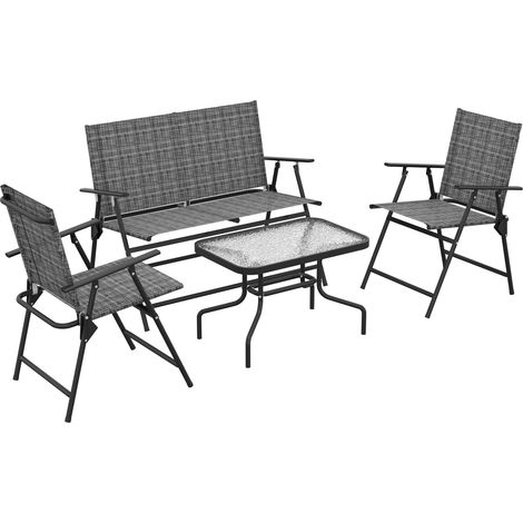Four-Piece Metal Garden Sofa Set in Mixed Grey for Outdoor Relaxation and Stylish Seating (1/5)