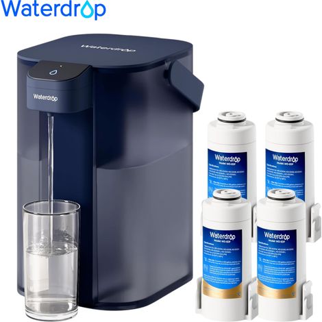 Waterdrop Instant Electric Water Filter Jug, 3.5 L 3 Month Water Filter, Outdoor Drinking Water System, Reduces Chlorine, Lead, Mercury, PFAS, PFOA/PFOS, Blue (With 4 Litre Filters) (1/5)