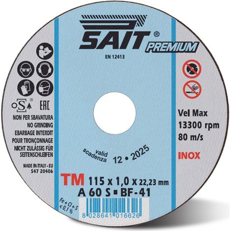 Premium-tm a 60 s mola da taglio piana per acciai e metalli d 115 mm