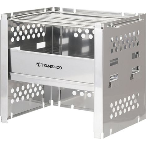 Grill extérieur en acier inoxydable, support de poêle réglable et barbecue, poêle à bois portable, support de pot de camping, support de bois de chauffage pour barbecue, pique-nique, Argent (1/5)