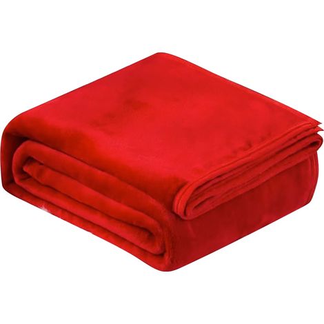 Couverture 200 x 150 cm en flanelle épaisse et ultra douce, coloris uni, en microfibre lavable en machine, idéale pour la chambre, la piscine, le canapé, le sol et le camping en extérieur. (1/5)