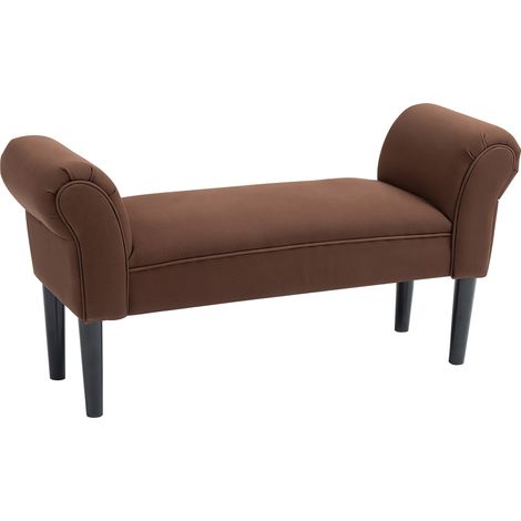 Banc Banquette Design Contemporain accoudoirs courbés Grand Confort 102L x 36l x 51H cm Marron